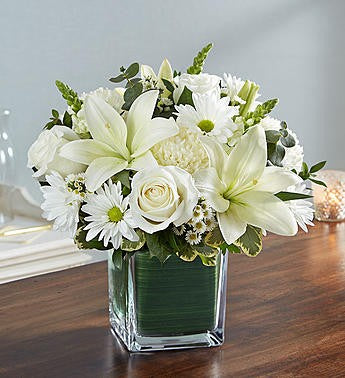 white lilies in glass vase Classic Whites – Uniquely Chic Florist